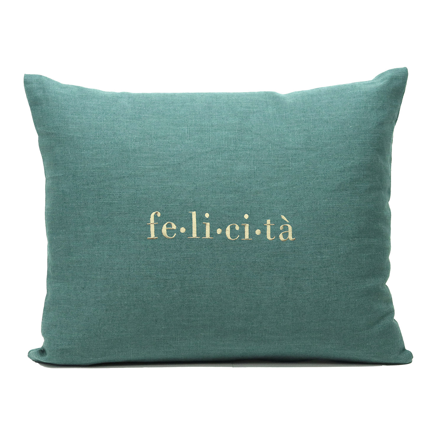 | Cuscino lino ricamato PENSIERI | Verde Agrifoglio