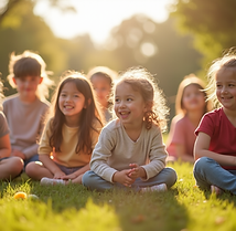 Diverse-group-of-children-and-families-participating-in-a-joyful-outdoor-learning-activity