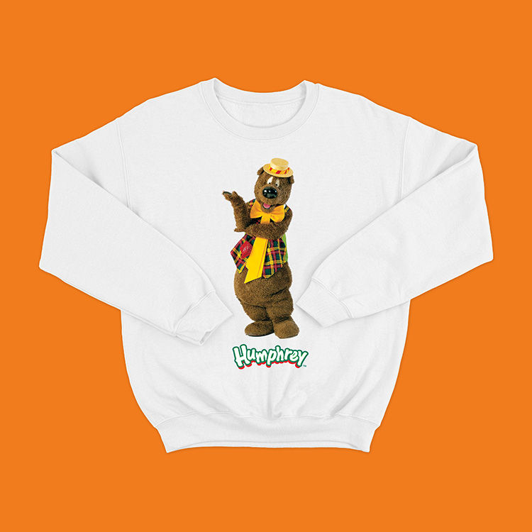Thumbnail: Humphrey B. Bear - White Hey Hello! Crewneck Long Sleeve Sweatshirt Adult