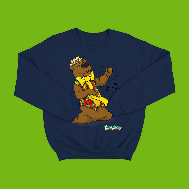 Miniatura: Humphrey B. Bear - Navy Hey Hello! Crewneck Long Sleeve Sweatshirt Adult