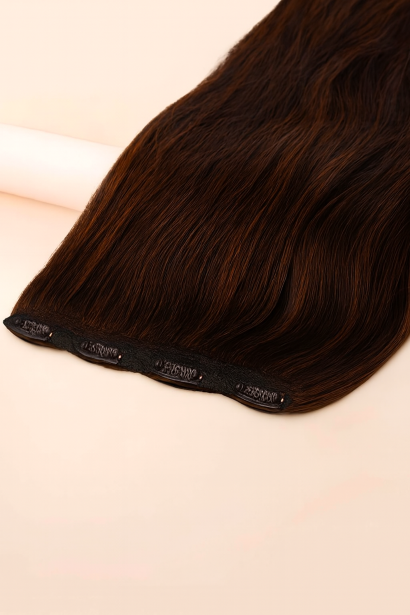 Thumbnail: 4 Piece | Black & Highlight | Hair Extension & Volumizer | 100% Human Hair