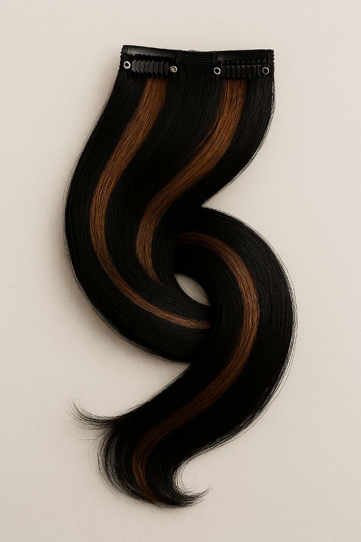 Thumbnail: 7 Piece | Black & Highlight | Hair Extension & Volumizer | 100% Human Hair