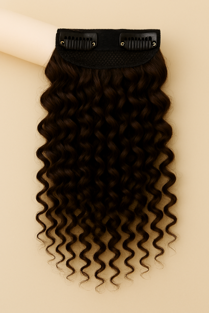 Thumbnail: 4 Piece | Dark Brown | Hair Extension & Volumizer | 100% Human Hair