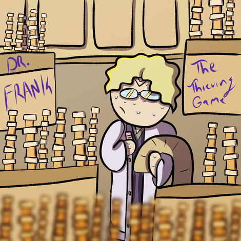 Nurse checking off medications while surrounded by pill bottles