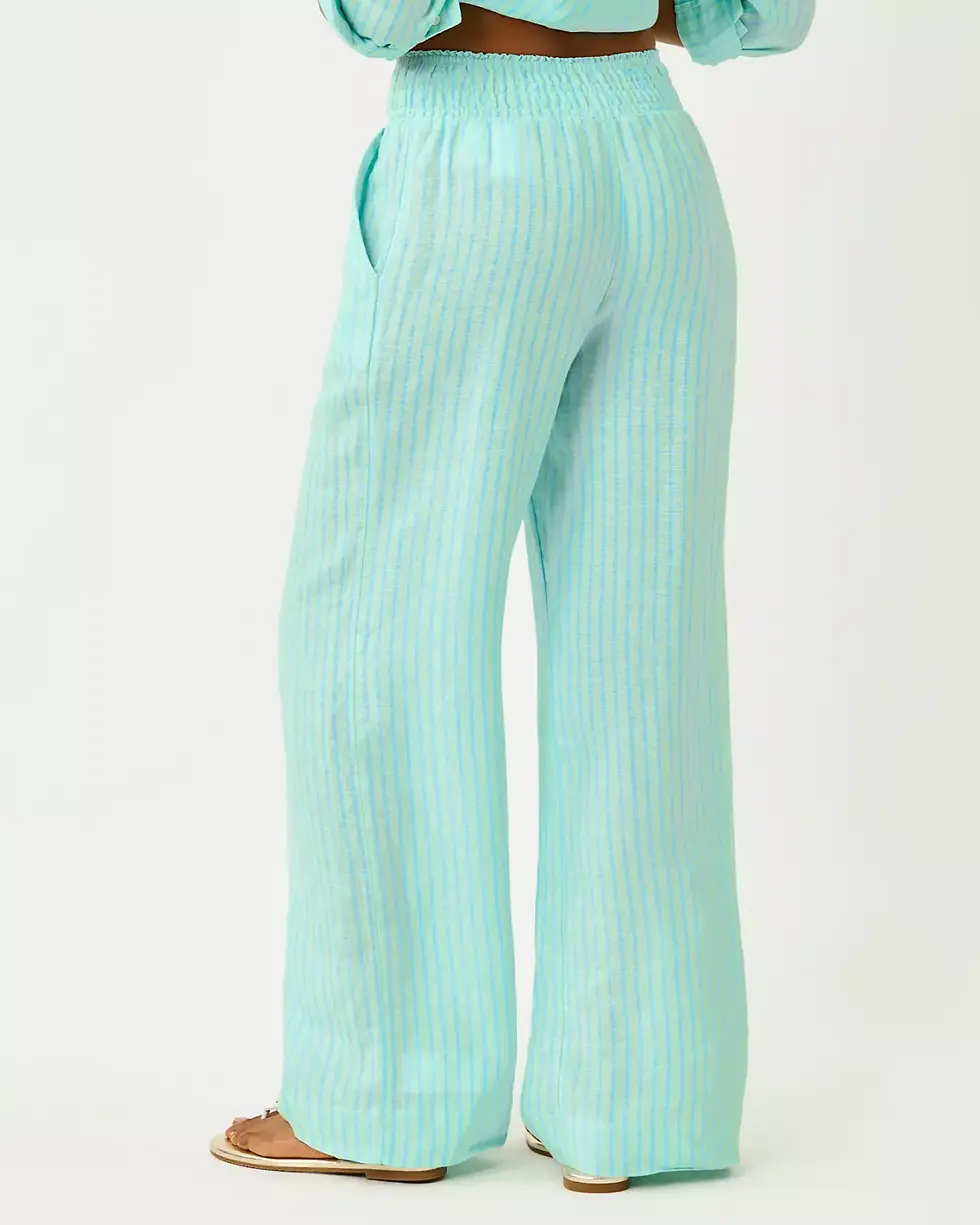 Thumbnail: 31" Mirabella High Rise Linen Palazzo Pant