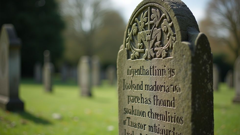 Close-up of a restored headstone with clear inscriptions in a UK churchyard