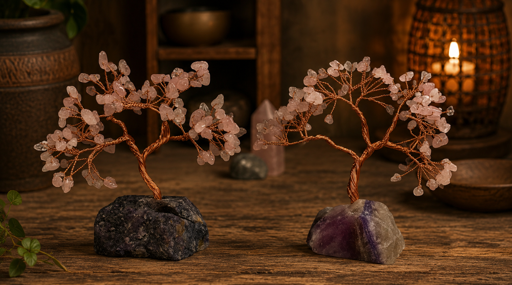 Rose Quartz Bonsai Tree