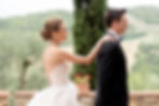 The First Look moment. Castello Vicchiomaggio, Tuscany, Italy.