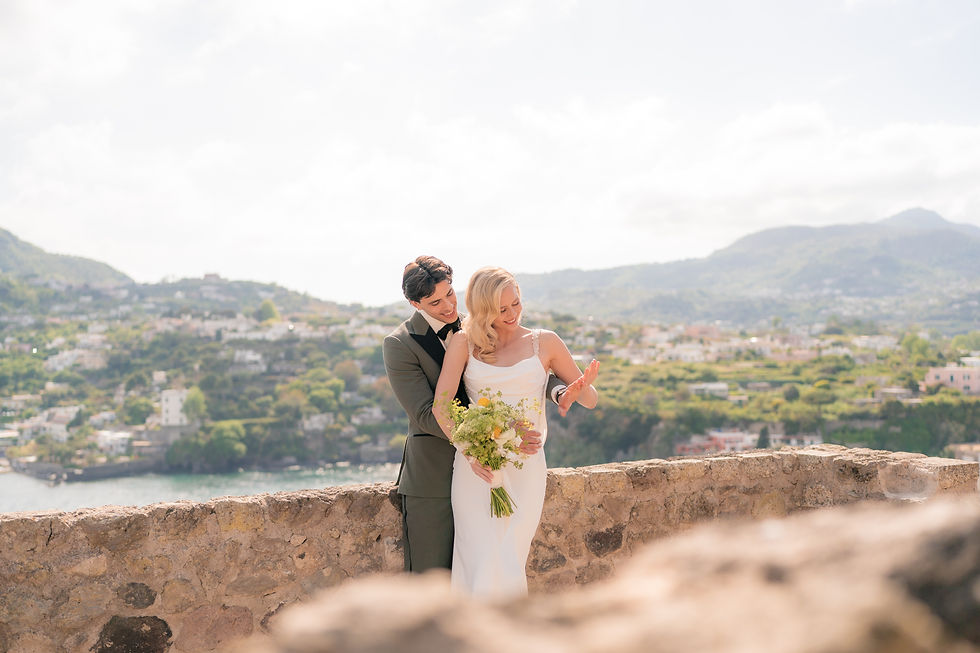 Bride and Groom at Castello Aragonese, Ischia, Italy