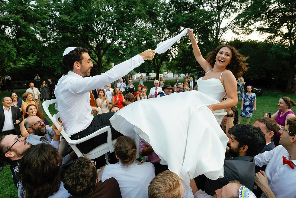 Hora Dance at the Jewish wedding at the Gardens at Elm Bank