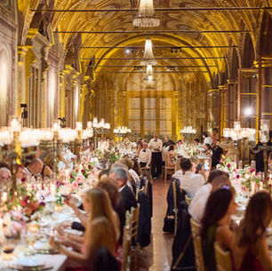 Elegant candlelit reception at a luxury destination wedding in Italy for 100 guests