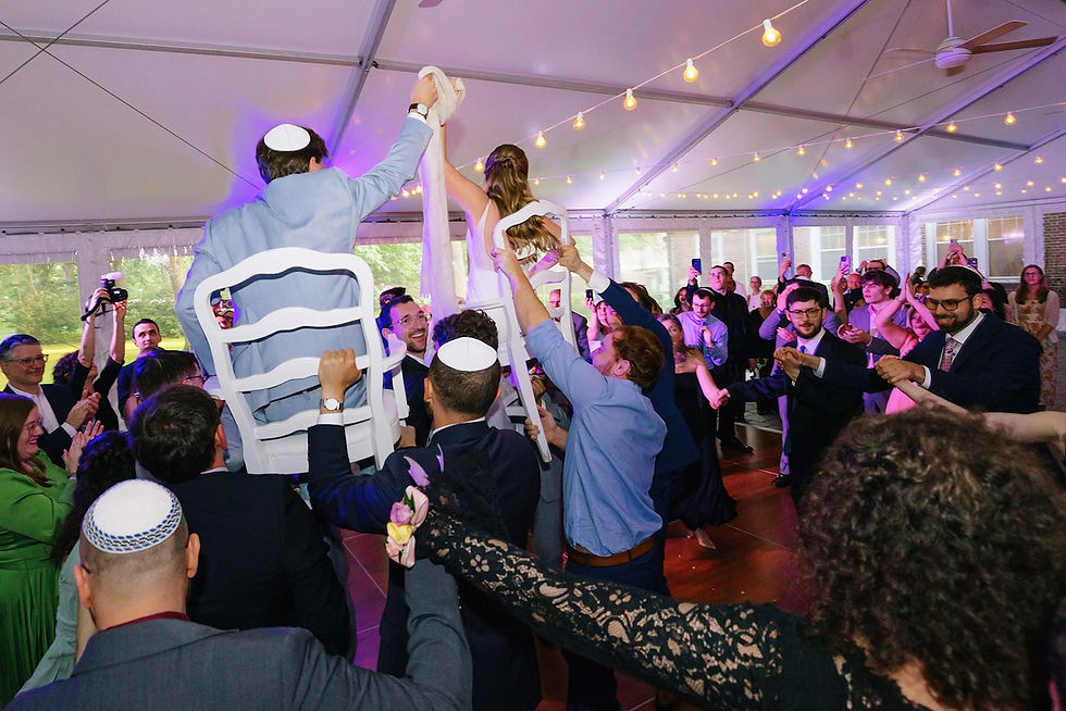 Hora Dance at the Jewish wedding at the Gardens at Elm Bank