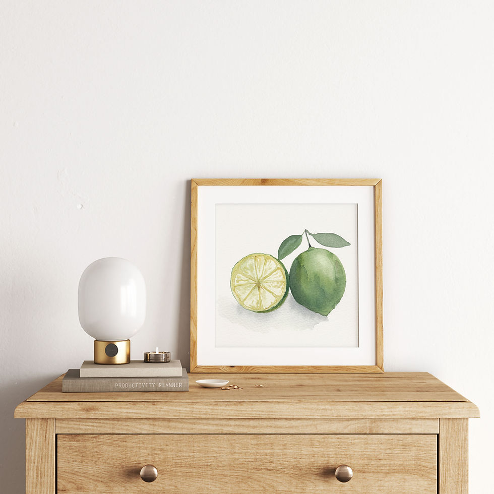 Thumbnail: Lime Watercolor Print – 5x5" Small Kitchen Art Fresh Food Illustration
