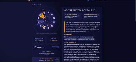 Annual profections astrology app interface