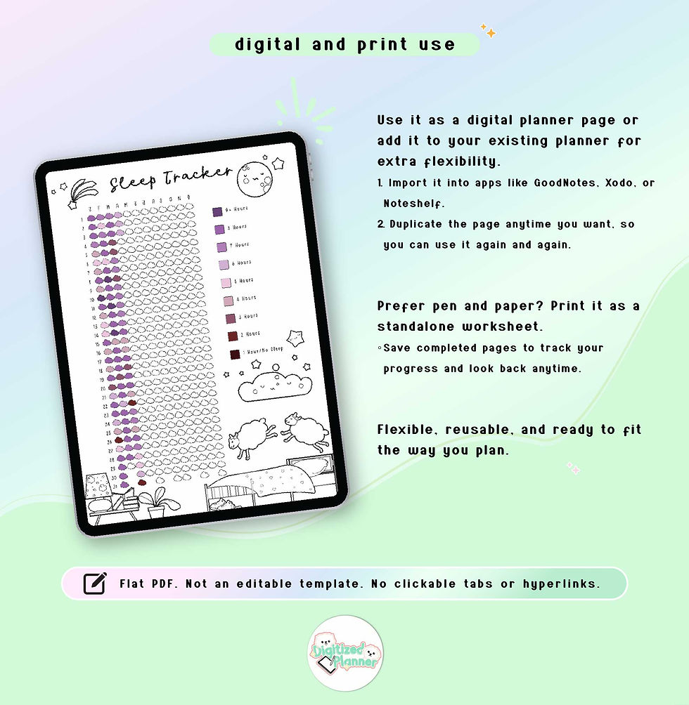 Thumbnail: Yearly Sleep Quality Tracker Printable, Wellness Log Journal, Habit Tracker
