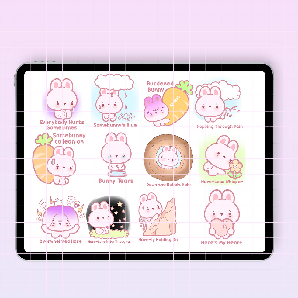 Thumbnail: Enhance your digital planner with Bunny Sad Digital Stickers. Perfect for iPad and 2024 2025 planning.