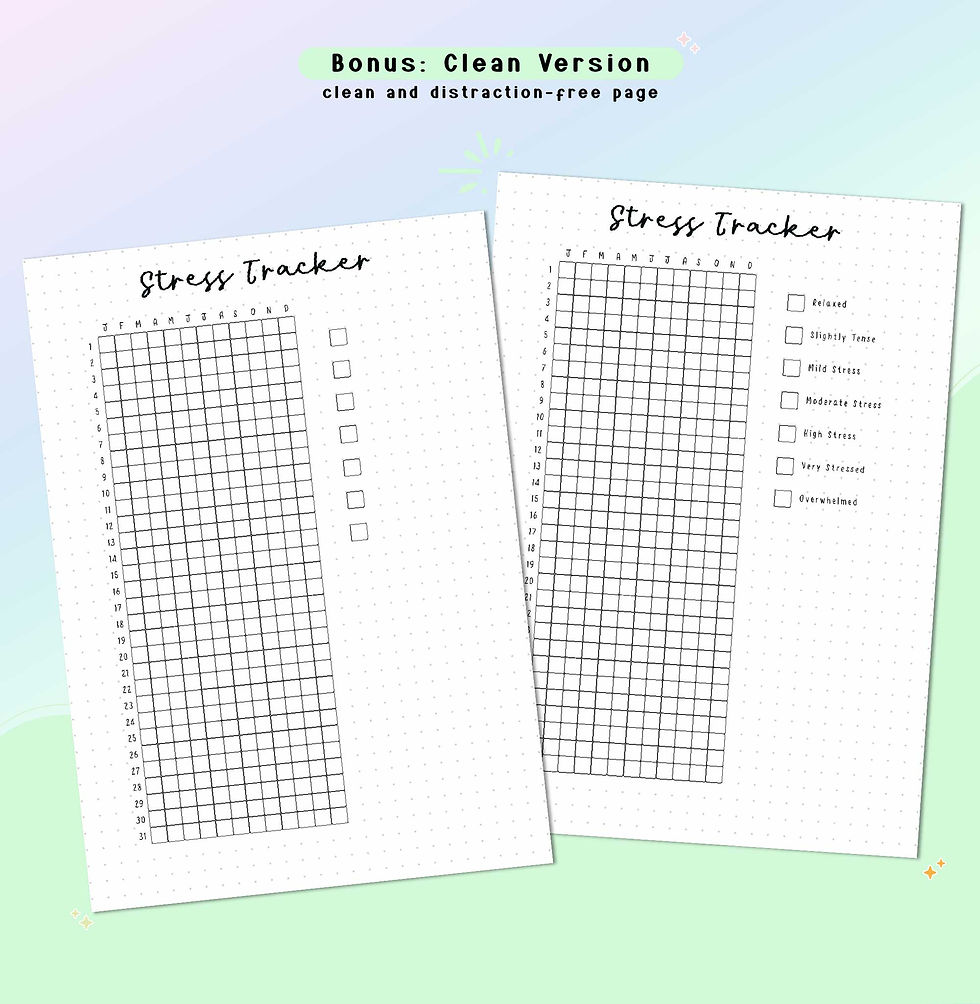 Thumbnail: Stress Tracker Printable, Yearly Anxiety Mood Log, Bullet Journal Page, Digital