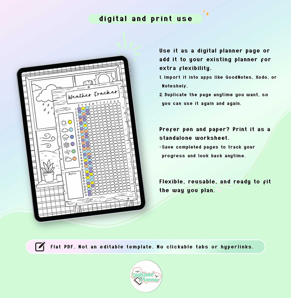 Thumbnail: Yearly Weather Tracker Printable, Seasonal Log, Weather in Pixel Journal