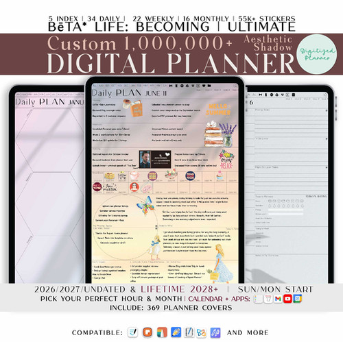 Minimalist Digital Planner: 2026 2027 Undated, Customizable, Daily ...