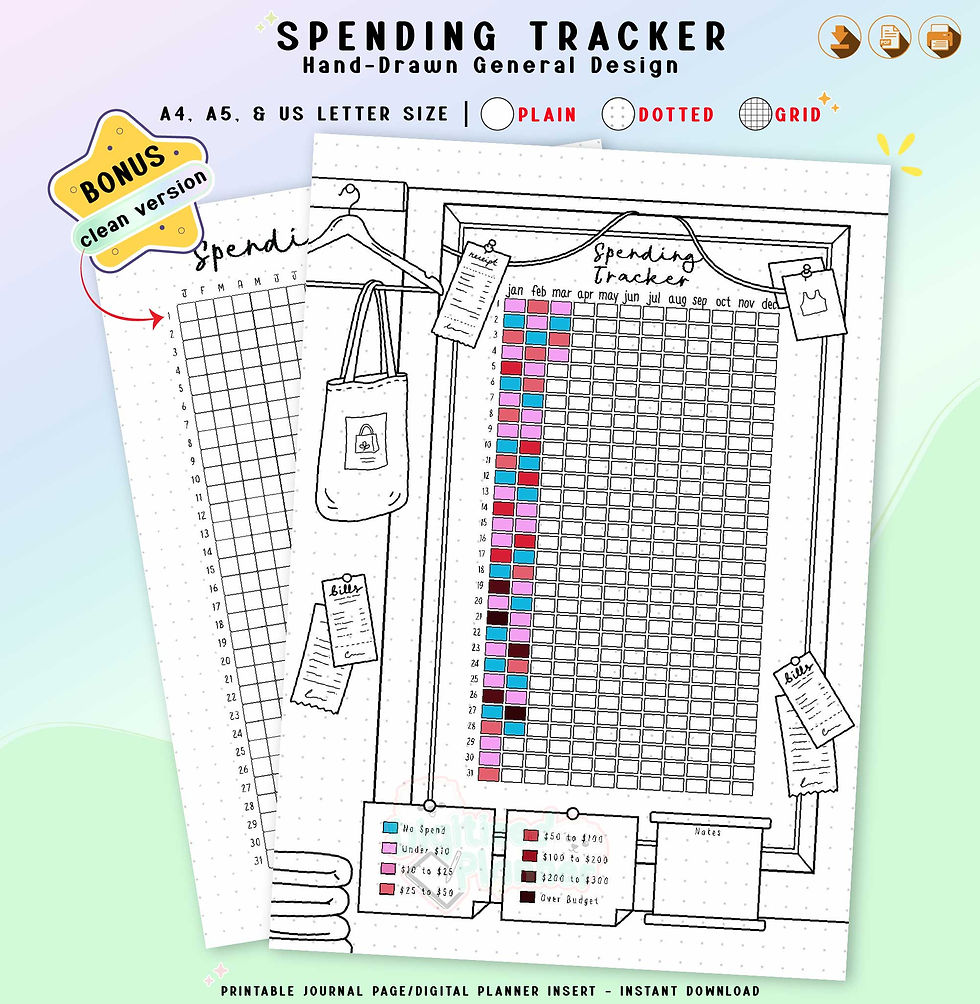 Spending Tracker Printable, Expense Money Spend Finance Spending Log, Planner