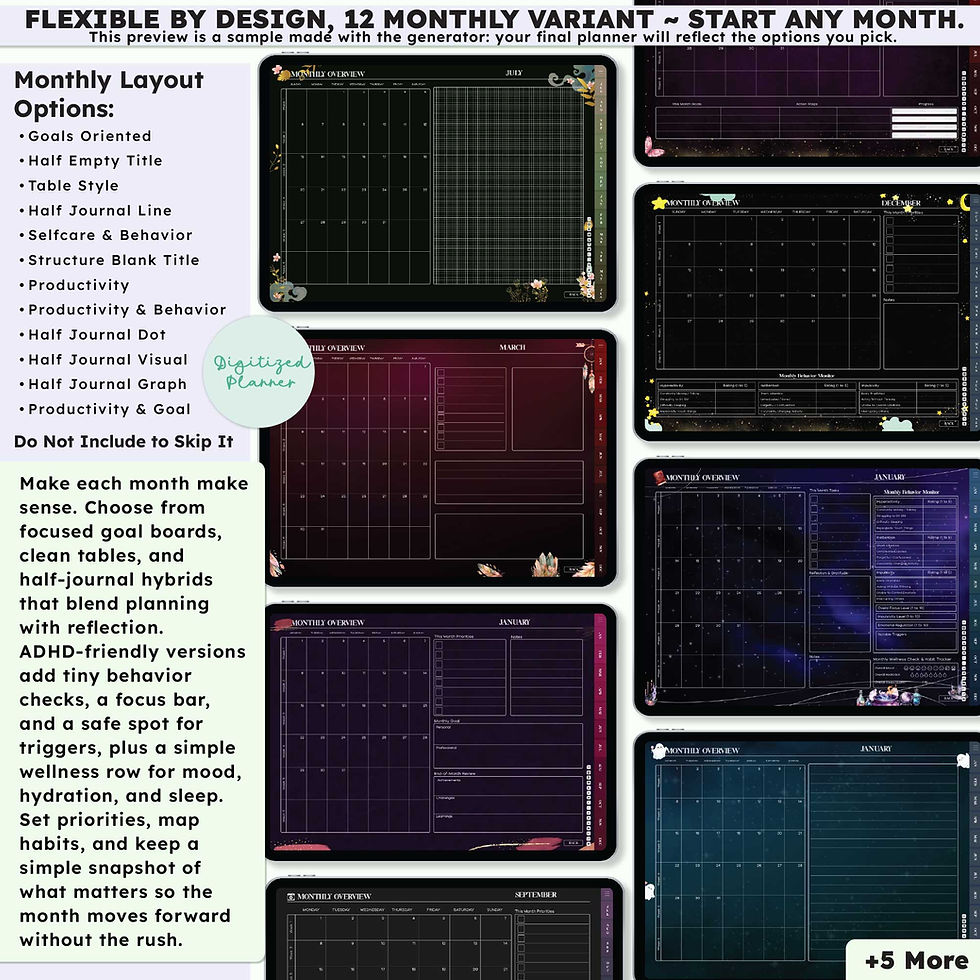 Thumbnail: ADHD Digital Planner 2026, Undated, lifetime, custom daily iPad Android