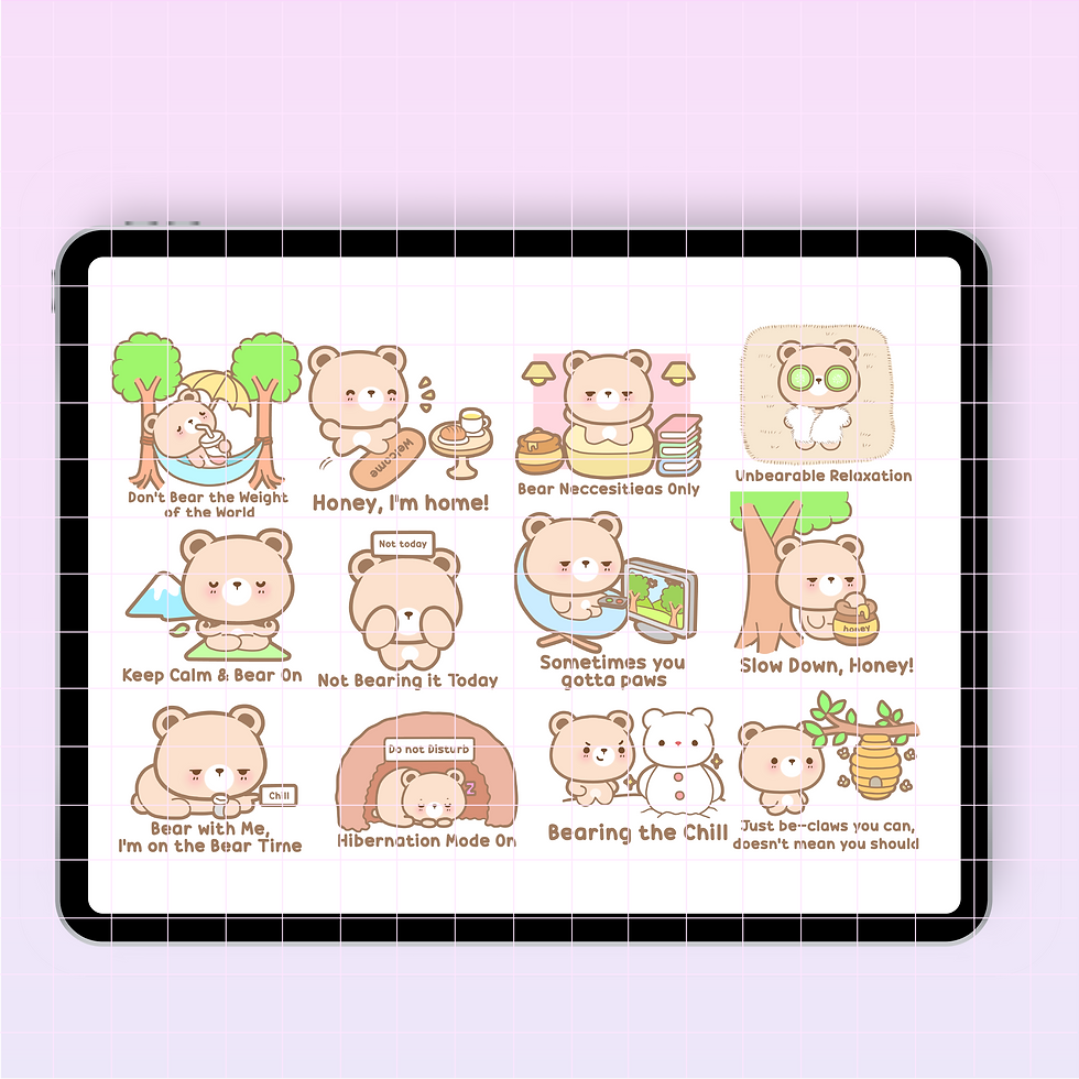 Thumbnail: Add some relaxation to your digital planner with Bear Chill Out Digital Stickers. Ideal for iPad and 2024 2025 planning.