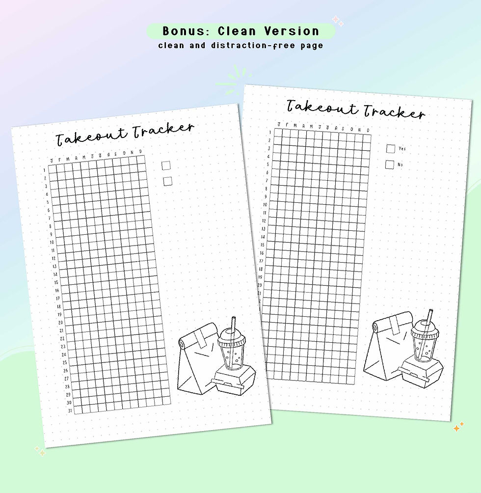 Thumbnail: Takeout Tracker Printable, Fast Junk Food Log, Eating Habit, Healthy Planner