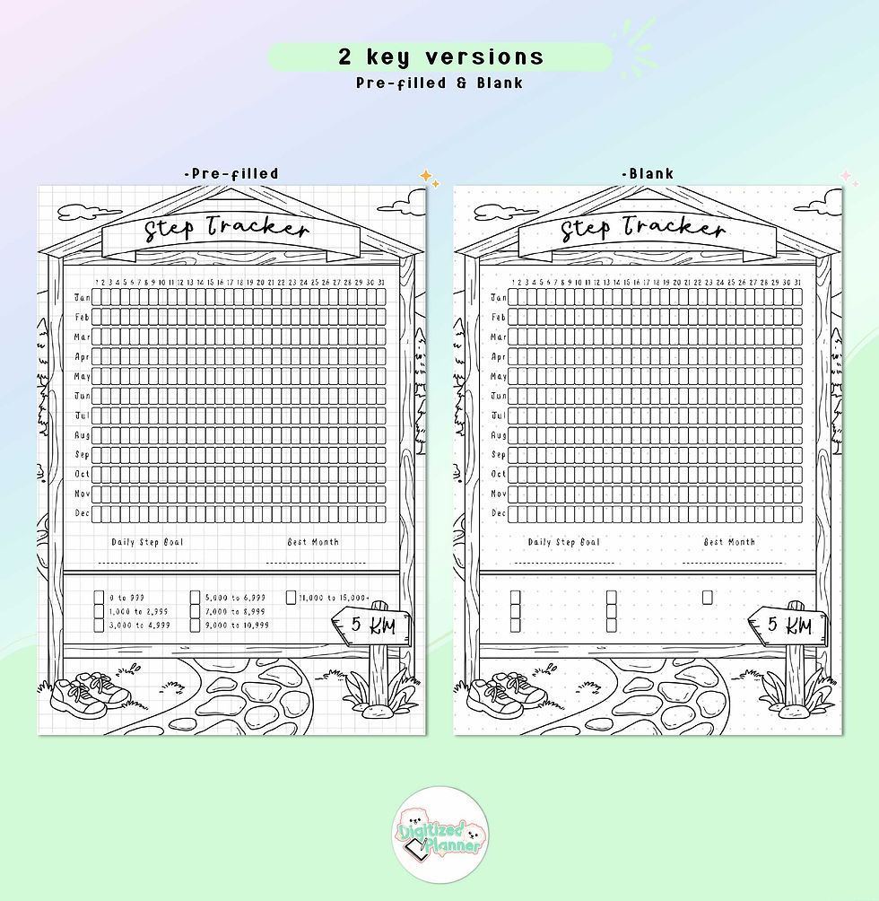 Thumbnail: Step Tracker Printable, Yearly Tracker, Bullet Journal Fitness Health Counter