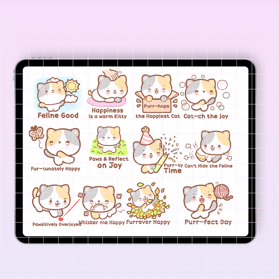 Thumbnail: Enhance your digital planner with Kitty Cat Happy Digital Stickers. Perfect for iPad and 2024 2025 planning.