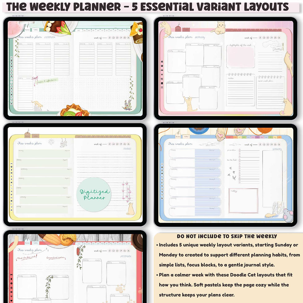 Thumbnail: Cat Digital Planner 2026, Undated, Lifetime, iPad GoodNotes Planner, Custom
