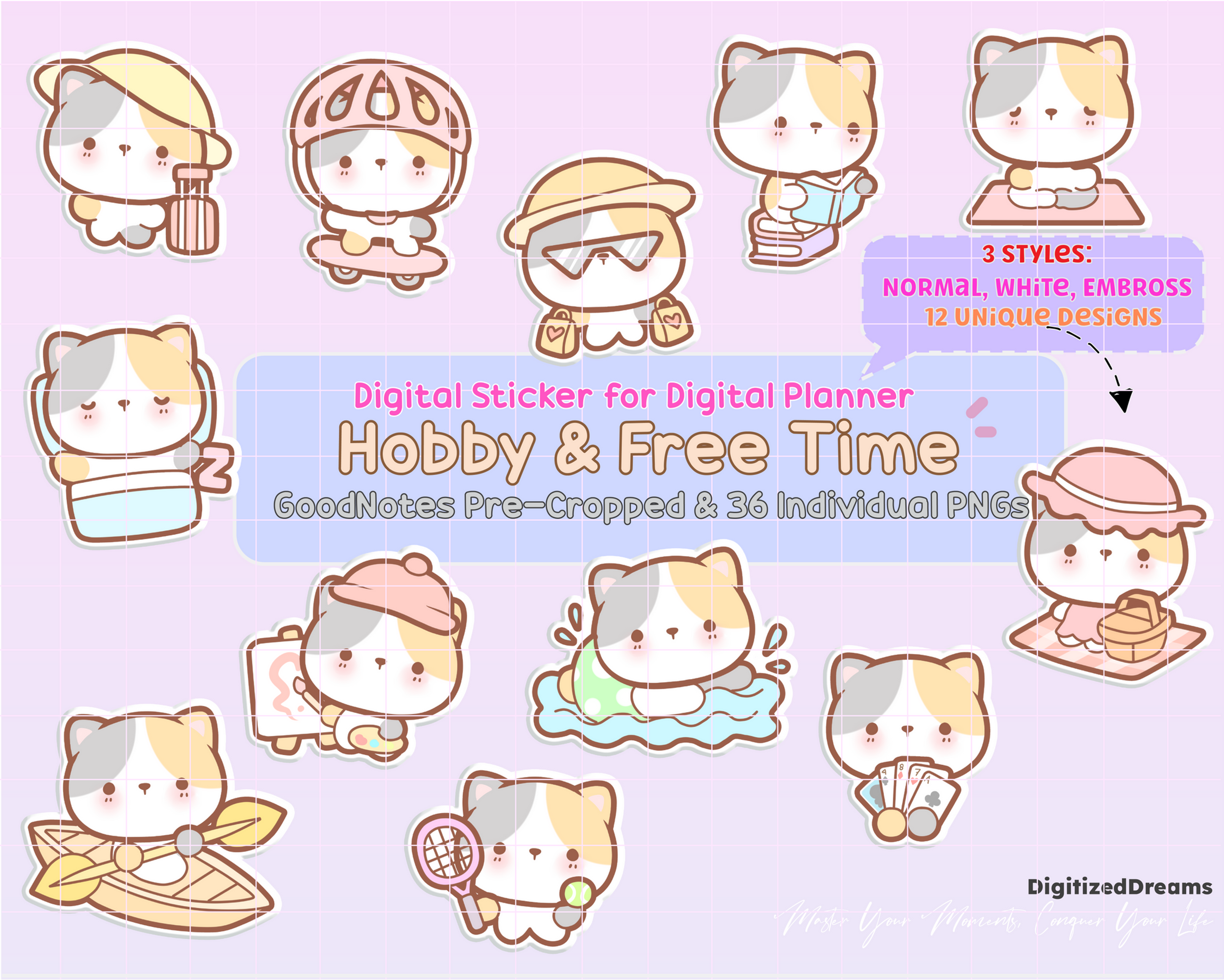 Add some hobby fun to your digital planner with Kitty Cat Hobby Digital Stickers. Ideal for iPad and 2024 2025 planning.
