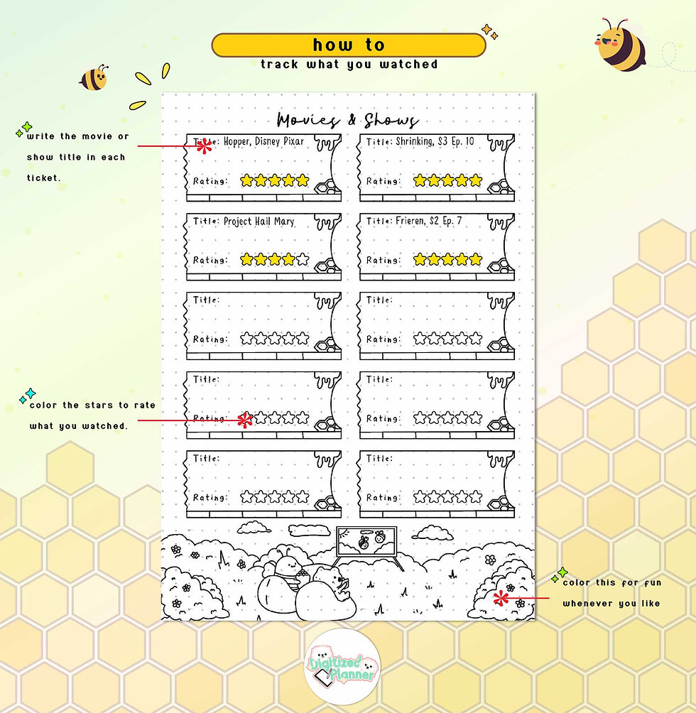 Movie Tracker Printable, TV Show Watch Journal, Watching Planner Template