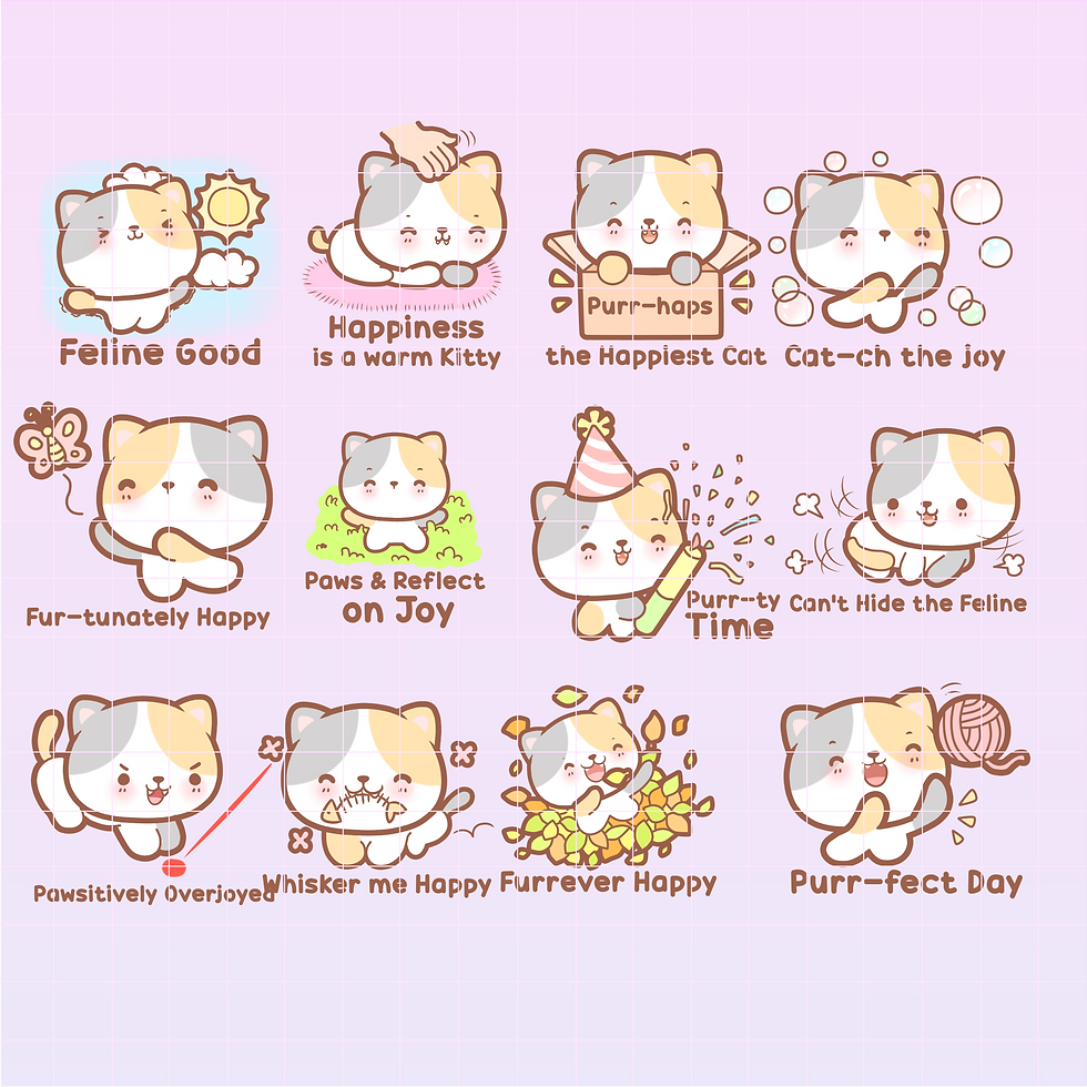 Enhance your digital planner with Kitty Cat Happy Digital Stickers. Perfect for iPad and 2024 2025 planning.