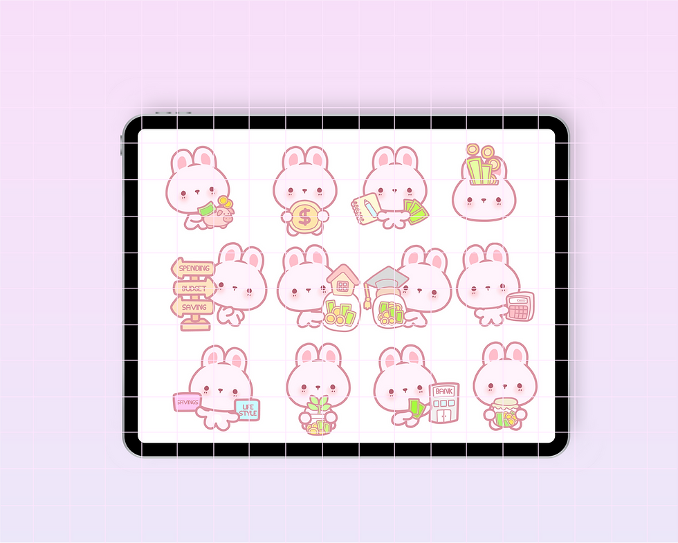 Thumbnail: Enhance your digital planner with Bunny Saving Digital Stickers. Perfect for iPad and 2024 2025 planning.