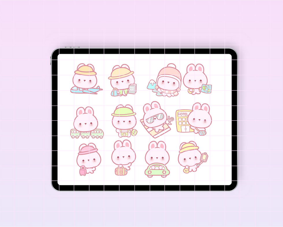 Thumbnail: Enhance your digital planner with Bunny Travel Digital Stickers. Perfect for iPad and 2024 2025 planning.