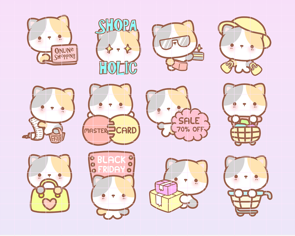 Enhance your digital planner with Kitty Cat Shop Digital Stickers. Perfect for iPad and 2024 2025 planning.