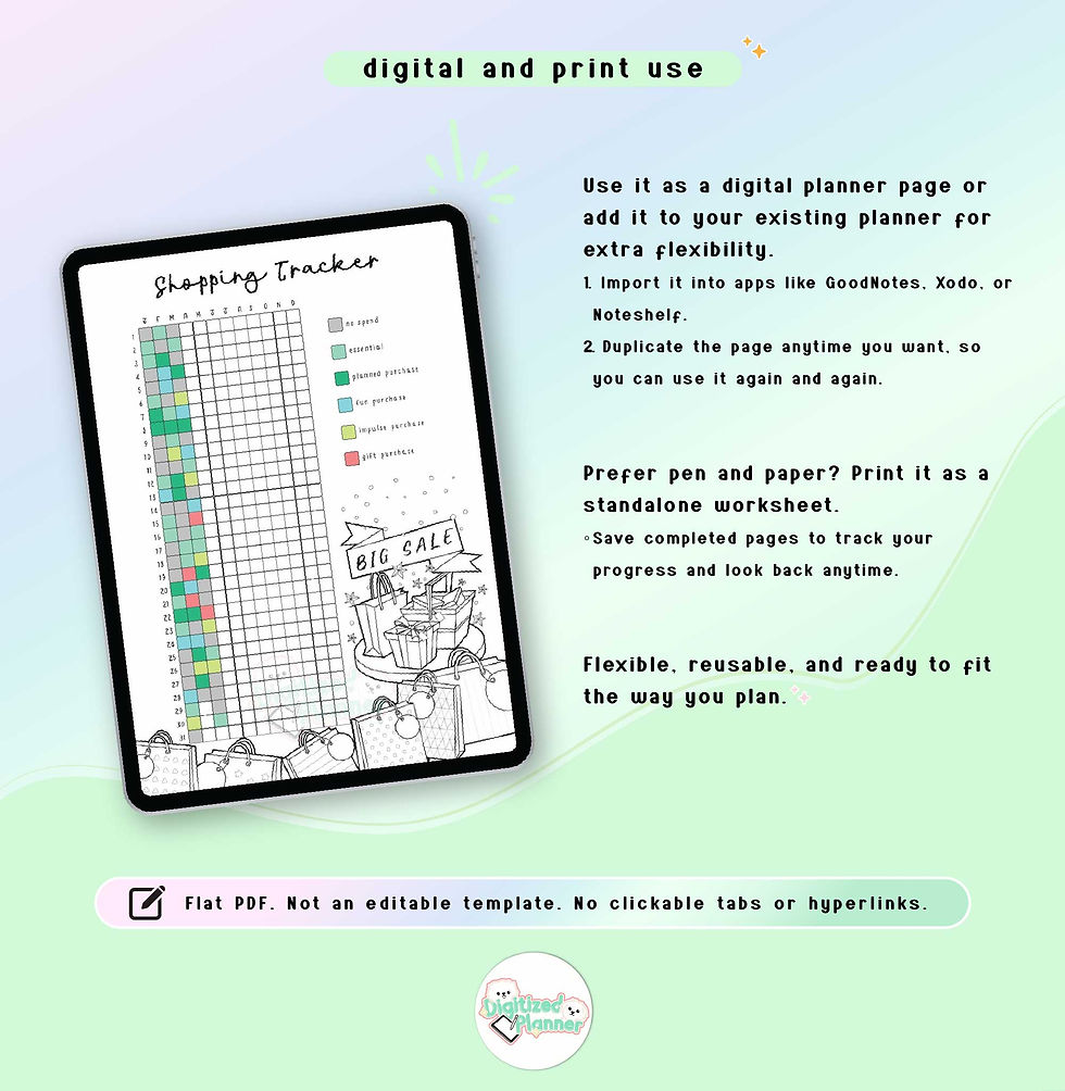Thumbnail: Yearly Spending Tracker Printable, Shopping Habits Log, Budget Planner Page
