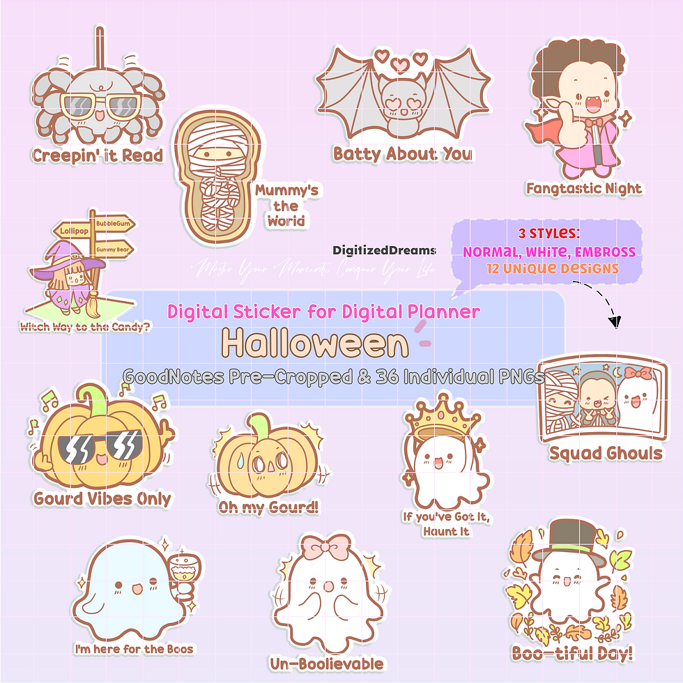 Enhance your digital planner with Halloween Digital Stickers. Perfect for iPad and 2024 2025 planning, great for ADHD.