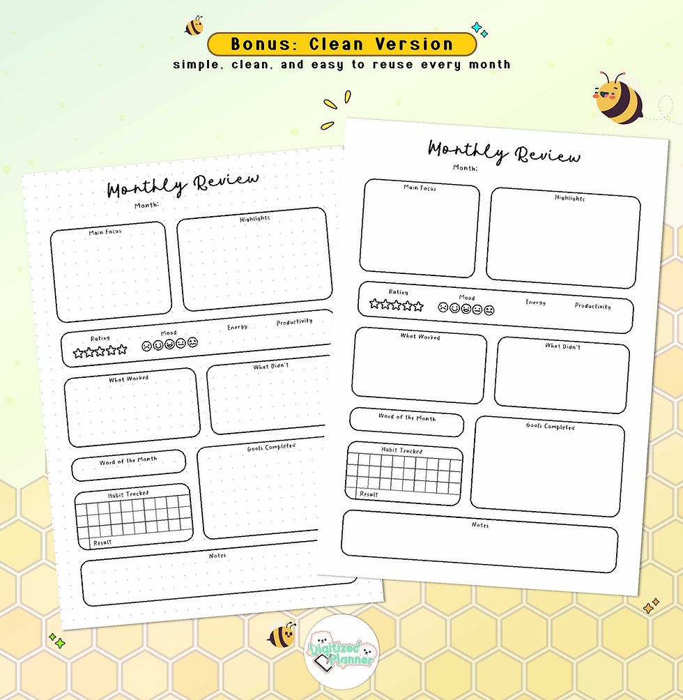 Thumbnail: Monthly Review Printable, Month in Reflection Page, Planner Template Tracker