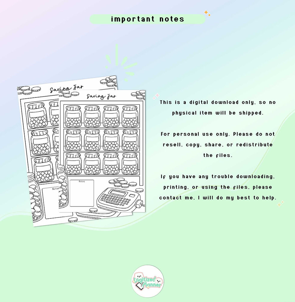 Thumbnail: Saving Jar Printable Tracker, Money Finance Budget Log, Digital Planner, Bullet