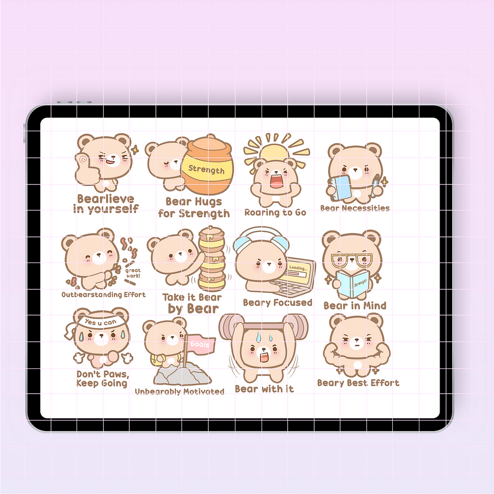 Thumbnail: Enhance your digital planner with Bear Motivation Digital Stickers. Perfect for iPad and 2024 2025 planning.