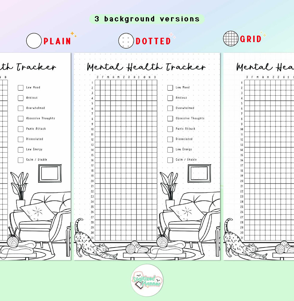 Thumbnail: Health Tracker Printable, Yearly Mood, Anxiety Symptom Log, Wellness Journal