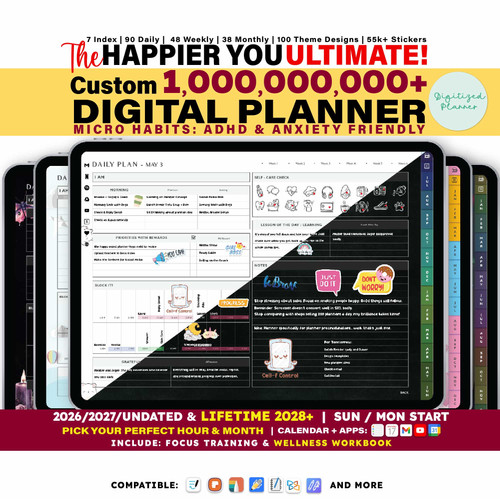 ADHD Digital Planner 2026, Undated, Lifetime, ADHD iPad GoodNotes ...