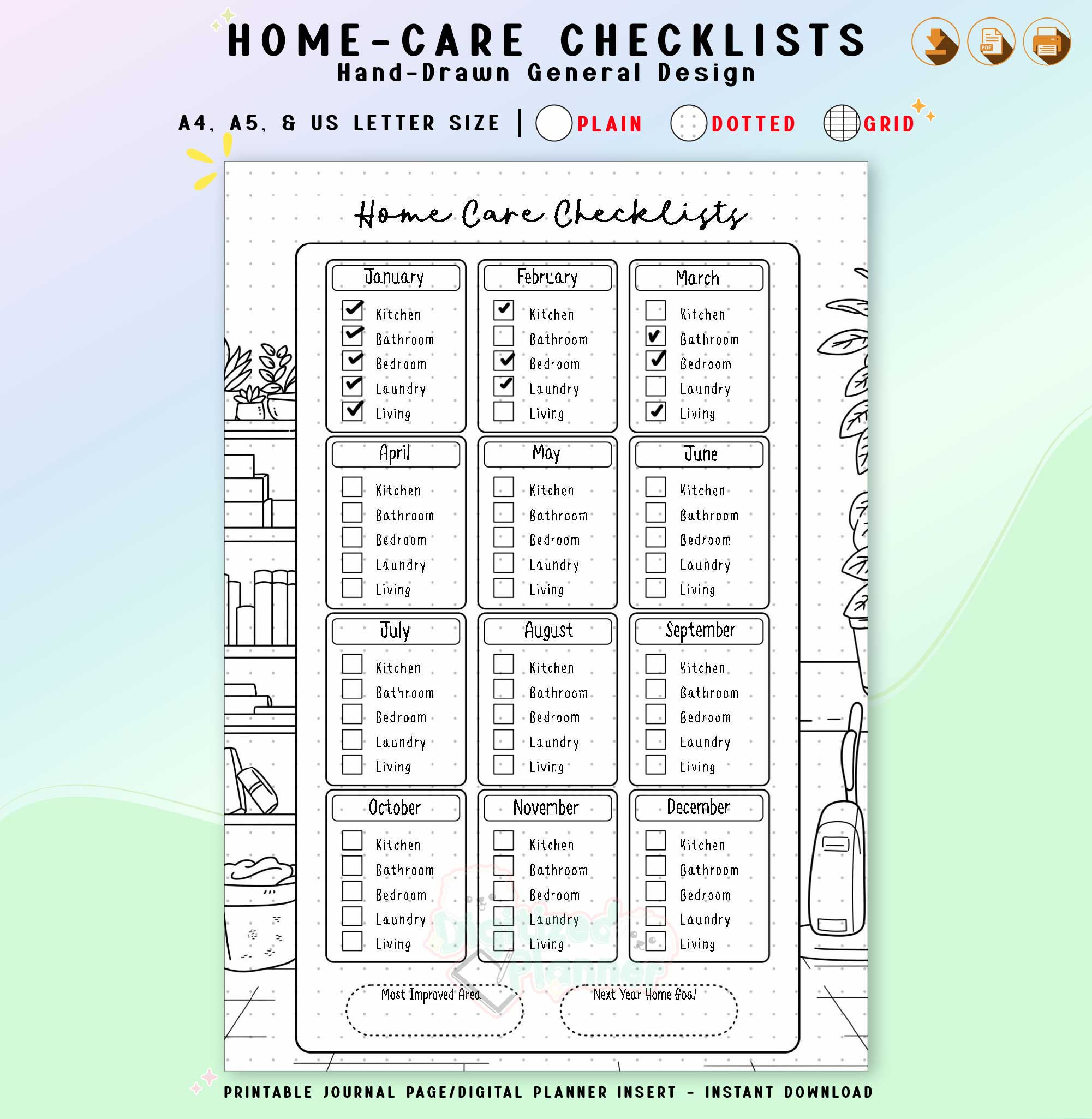 Cleaning Tracker Printable, Chore Chart Checklist, Printable Planner Template