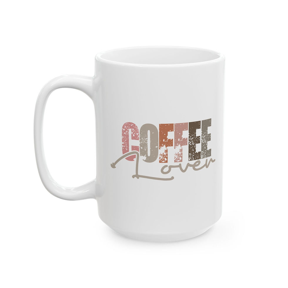 Thumbnail: Coffee Lover Ceramic Mug — Rustic Retro Coffee & Letterpress Design (11oz, 15oz)
