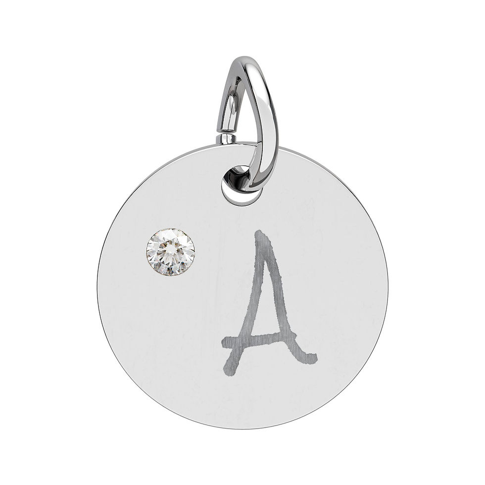 Thumbnail: Engravable Birthstone Circle Charm — Personalized Initial or Date Pendant