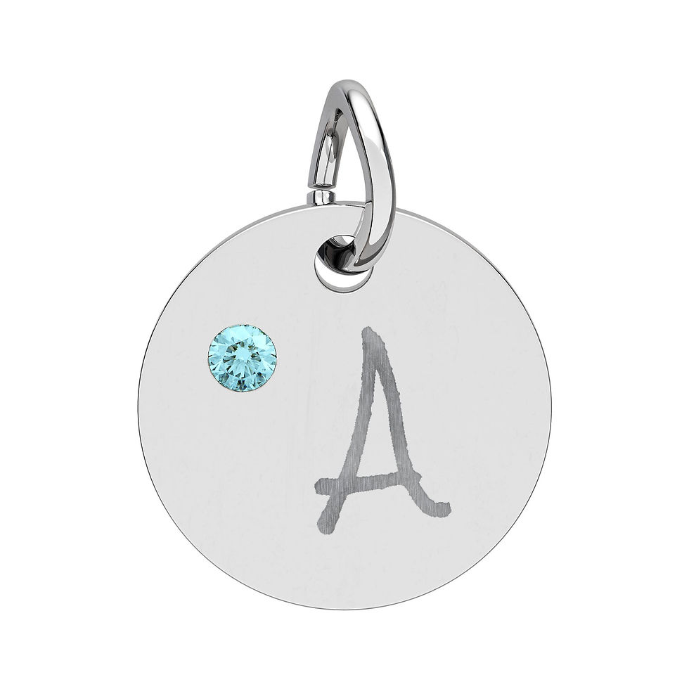 Thumbnail: Engravable Birthstone Circle Charm — Personalized Initial or Date Pendant