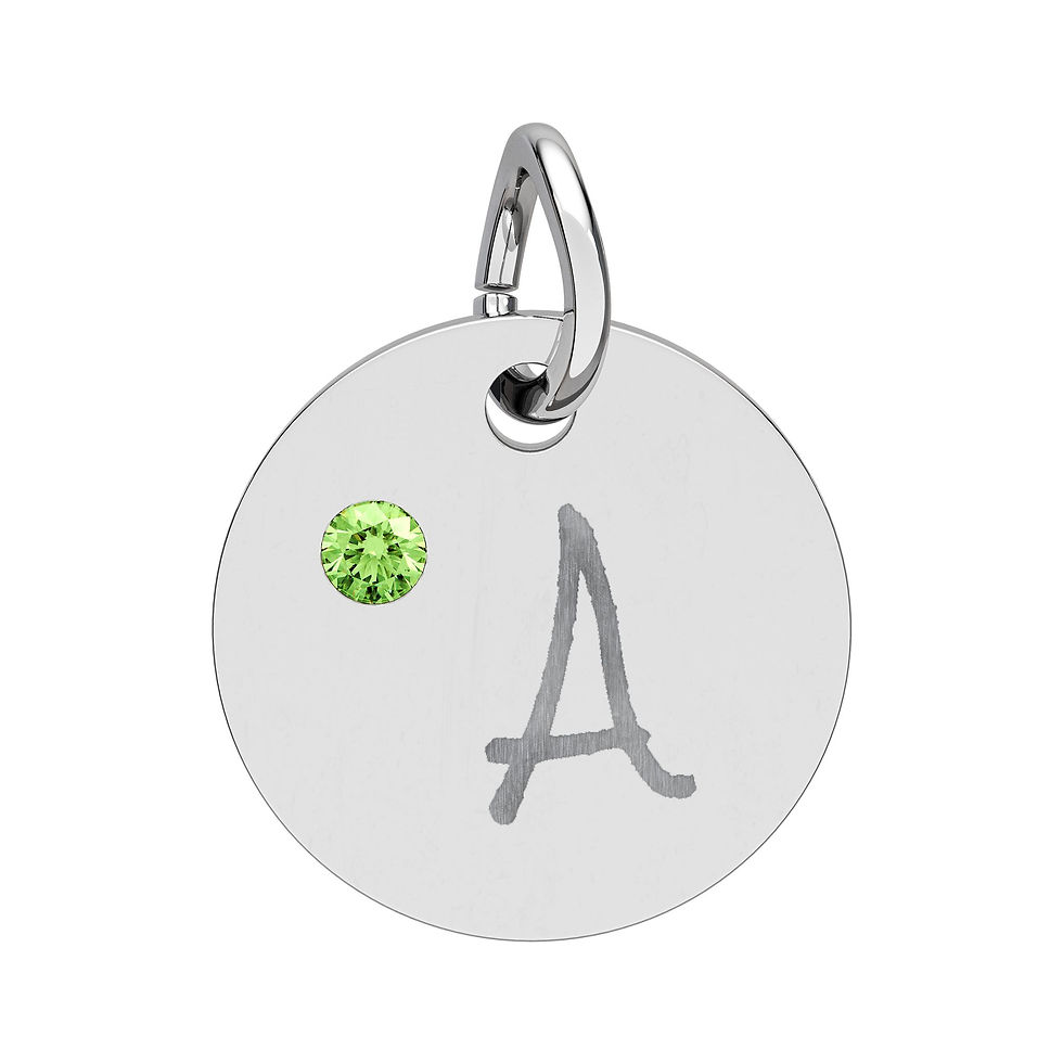 Thumbnail: Engravable Birthstone Circle Charm — Personalized Initial or Date Pendant