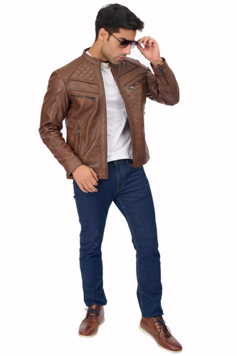 Brown Pure leather Jacket (ZX28) | senpai clothing