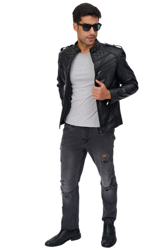 Black Pure leather Jacket (ZX14) | senpai clothing Black Pure leather Jacket (ZX14) | senpai clothing